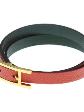 Hermes Behapi Bracelet Leather Light Red Gold